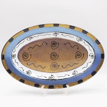 Glass Serving Plate Tray Platter Handpainted - $85.42