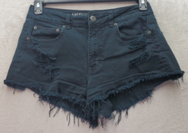 American Eagle Outfitters Shorts Women&#39;s Size 6 Navy Denim Dark Wash Distressed - $18.45