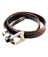 Crookhorn Brown Braided Leather Belt Sz 34 Western Buckle - $29.95