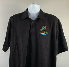 Roatan Honduras Polo Shirt Mens XXL Embroidered Palm Trees Beach Black C... - £17.86 GBP