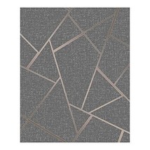 Quartz Copper Fractal Wallpaper 20.5 X Grey Geometric Vinyl Washable - $42.55