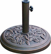 9kg Cast Iron Effect Parasol Base with Floral Pattern Heavy Duty Metal Stand - £19.76 GBP