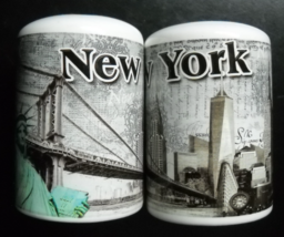 New York Salt And Pepper Shaker Dome Cylinder Style Brooklyn Bridge Times Square - £7.18 GBP