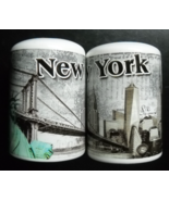 New York Salt And Pepper Shaker Dome Cylinder Style Brooklyn Bridge Time... - $8.99