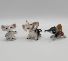 Miniature Bone China Gray White Elephants - Set of 3 - Made in Japan - $14.50