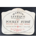 VTG 1962 Martin Leveque Pouilly Fuisse White Wine Bottle Label France 5.... - $30.69