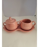 Homer Laughlin Fiestaware Sugar Bowl And Creamer Dusty Pink 4 Piece Set - $43.03 CAD