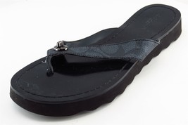 Coach Flip Flop Black Leather Women Sandal Shoes Sz 36 M - £31.13 GBP