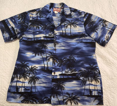 Rjc Mens Hawaiian Blue Beach Sunset Short Sleeve Shirt Xl - £13.29 GBP