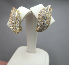 Monet Clip On Rhinestone Earrings Luxury Gold Plated Finish 1&quot; High Exce... - £14.21 GBP