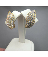 Monet Clip On Rhinestone Earrings Luxury Gold Plated Finish 1&quot; High Exce... - $17.99