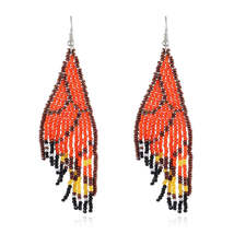 Orange &amp; Black Howlite Butterfly Tassel Drop Earrings - £11.98 GBP