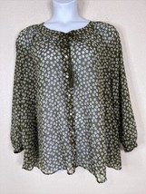 Lane Bryant Womens Plus Size 18/20 (1X) Sheer Floral Button Up Tassled Top - $14.40