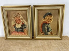Anne Allaben Wood Framed Dutch Boy Girl Vintage Art Prints - £53.75 GBP