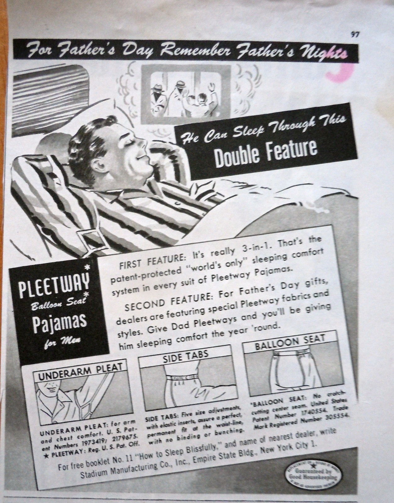 Pleetway Pajamas For Men Advertisement Print Ad Art 1940s - $5.99