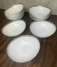 Lot Of 6 Charter Club Home GRAND BUFFET GOLD 5.5” White Gold Oval Bowls - £36.61 GBP