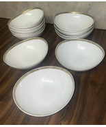 Lot Of 6 Charter Club Home GRAND BUFFET GOLD 5.5” White Gold Oval Bowls - £36.04 GBP