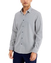 Alfani Men&#39;s Cotton Regular-Fit Neat-Print Casual Shirt in Indigo Bunting-XL - £15.70 GBP
