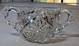 Vintage Clear Glass Sugar Bowl Scalloped edges star double handle RARE~ - $18.01