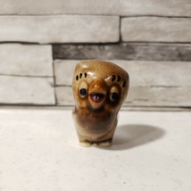 Vintage Owl Eyelashes Figurine Anthropomorphic Animal Bird - £8.97 GBP