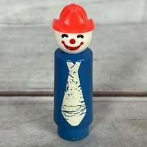 Vintage Fisher Price Little People Fireman Extra Tall 3 1/2" Tall Hat White Tie - $34.99