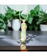 Natural Pillar Pendant Necklace Carved Jewelry Amulet with Glow in Dark ... - $400.02 MXN+