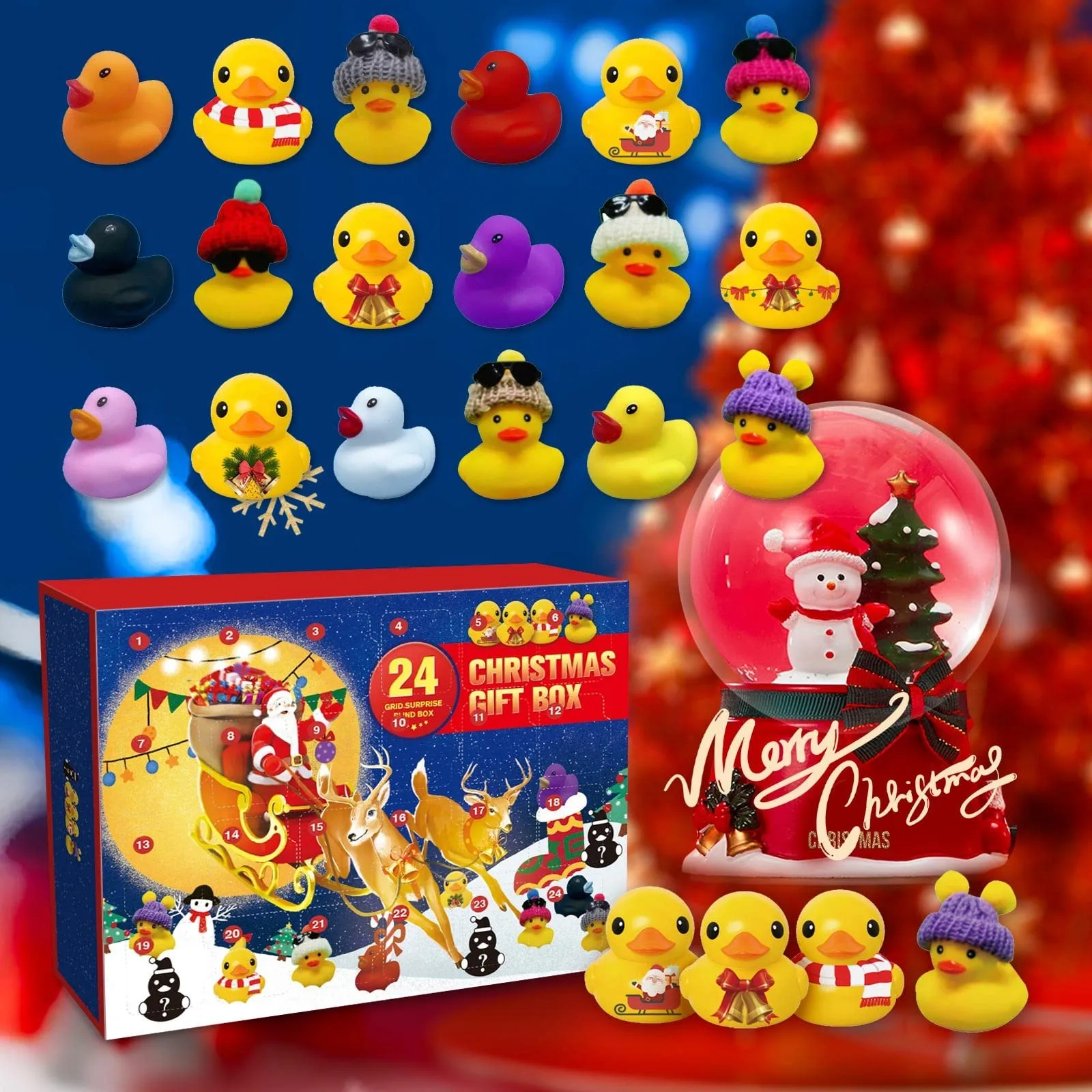 Christmas Advent Calendar 24 Rubber Ducks Bath Toy Creative Christmas Gifts For - £15.48 GBP