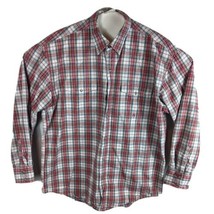 Roper Red Plaid Shirt Mens XL Beige Pearl Snap - $22.73