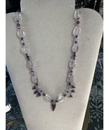 Vintage Estate Amethyst Sterling Silver Beaded Necklace 24” - $32.47