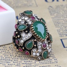 New Unique Cross Vintage Wedding Rings For Women Red Crystal Color Antique Gold  - £6.30 GBP