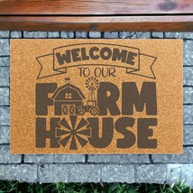 &quot;Welcome to Our Farm House&quot; 24x16&quot; Coir Doormat Outdoor Coconut Fiber Vinyl Mat - £36.84 GBP