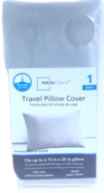 Mainstays Travel Pillow Cover 100% Polyester With Zipper Closure 15&quot; x 20&quot; Grey - £9.54 GBP