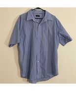 Van Heusen Button Down Shirt Top Men Sky Carolina Blue XL Micro Checker - €11,00 EUR