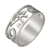 Eye of Ra Ring Silver Surgical Stainless Steel Egyptian Ankh Band Horus - £10.40 GBP