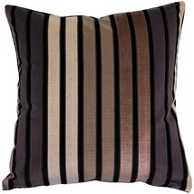 Amethyst Stripes Textured Velvet Throw Pillow 20x20, with Polyfill Insert - £54.95 GBP
