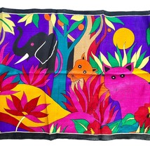 Jungle Theme Tropical Flowers Bright Long Lightweight Scarf Elephant 72x12in - £14.19 GBP