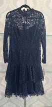 TERI JON Navy Sheer Lace Long Sleeve Dress Style#97225 Sz 10 $495 NWT - £179.84 GBP