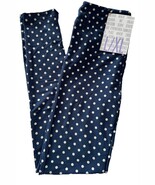 NWT LuLaRoe Kids L/XL (8-14) Navy Blue &amp; White Polka Dot Leggings - $14.84
