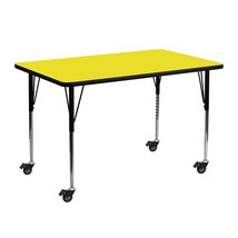 24x48 Yellow Activity Table XU-A2448-REC-YEL-H-A-CAS-GG - $168.95