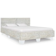 Bed Frame Grey Natural Rattan 160x200 cm - $286.62