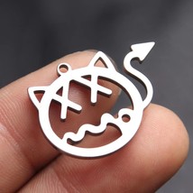 Silver Devil Emoji Pendant Necklace Men&#39;s Women&#39;s Punk Jewelry Chain 24&quot; Gift - £7.90 GBP
