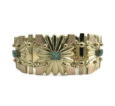 Authenticity Guarantee 
Antique Art Deco Green Emerald Square Link Bracelet 1... - £11,791.40 GBP