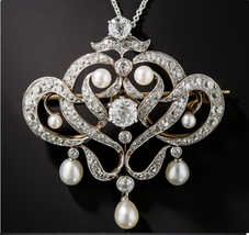 Antique French Diamond, Art Deco Engagement Brooch Edwardian Brooch Pendant  - £177.14 GBP