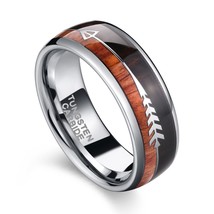 Tigrade 8mm Tungsten Ring For Men's Wedding Band Engagement Ring Silver Color  W - £18.69 GBP