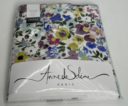 NEW Anne de Solene Paresse Percale 100% Cotton Queen Flat Sheet Floral 95x116&quot; - £79.12 GBP