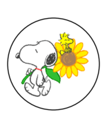 30 Snoopy with Sunflower Stickers Envelope Seals Labels Tags Favors Stam... - $149.06 MXN
