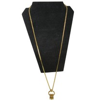 Vintage Monet Gold Dangling Rings Necklace Long Chain Circles Pendant 34&quot; - $29.21