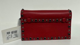 New Valentino Rockstud Red Small beaded Clutch Bag - $1,558.20