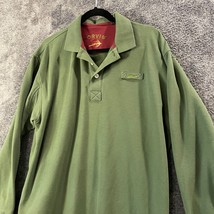 Orvis Polo Shirt Mens Large Green Longsleeve Heavy Fly Fishing Outdoors Work - $13.89