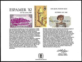 USPS PS41 Souvenir Card, Espamer&#39;82 US &amp; Puerto Rican stamps 1982 - £3.95 GBP